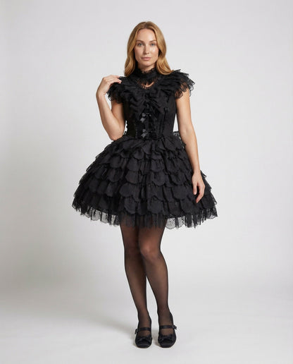 Damen Miederkleid Kurz Puffärmel - Eveloria