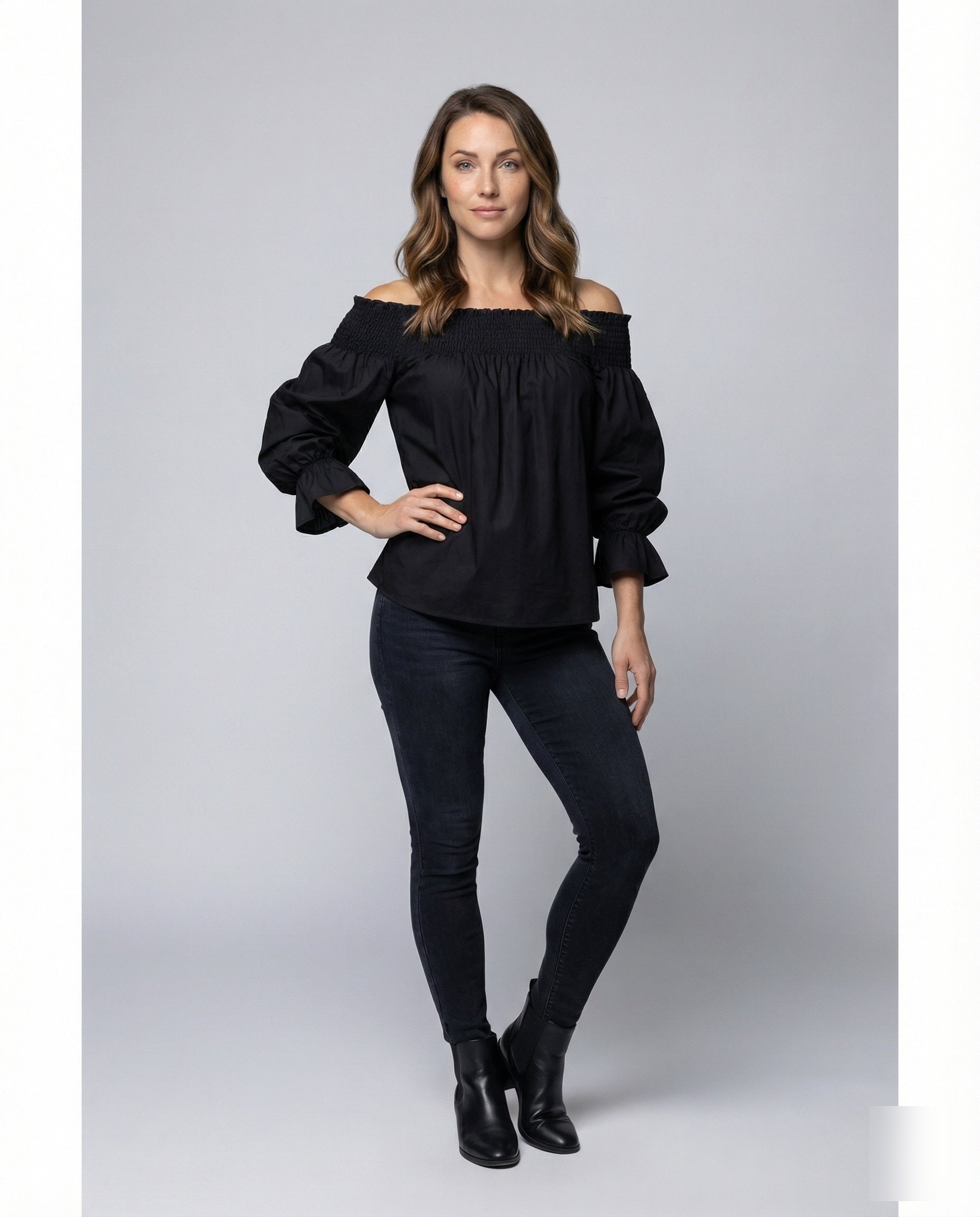 Damen Leinenmix Hemdblusenkleid Lang - Eveloria