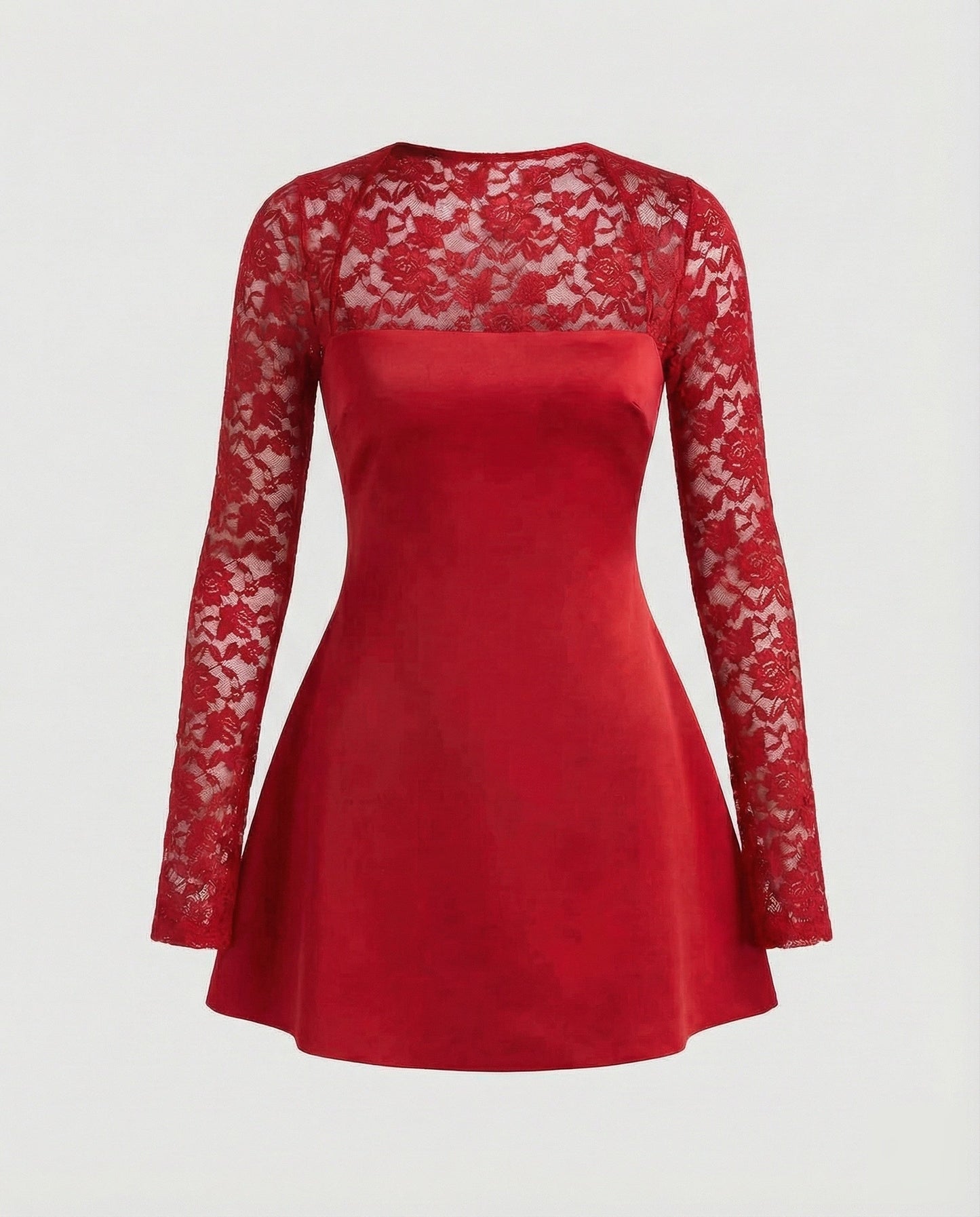 Damen Trägerloses Minikleid Spitzenärmel
