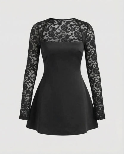 Damen Trägerloses Minikleid Spitzenärmel
