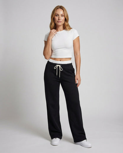 Damen Freizeithose Weite Bein gekräuselter Bund - Eveloria