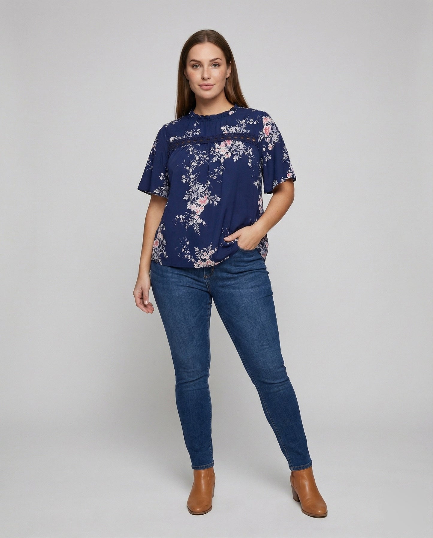 Damen Tunika Bluse Spitze Weiß - Eveloria