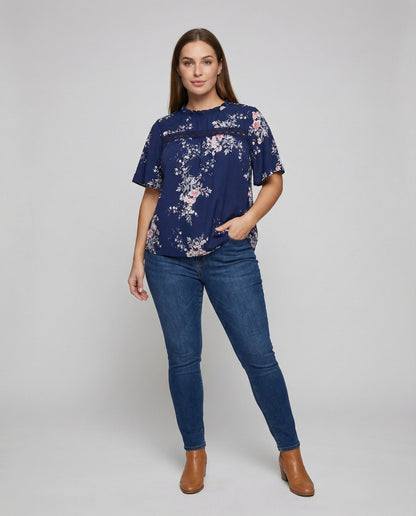 Damen Tunika Bluse Spitze Weiß - Eveloria