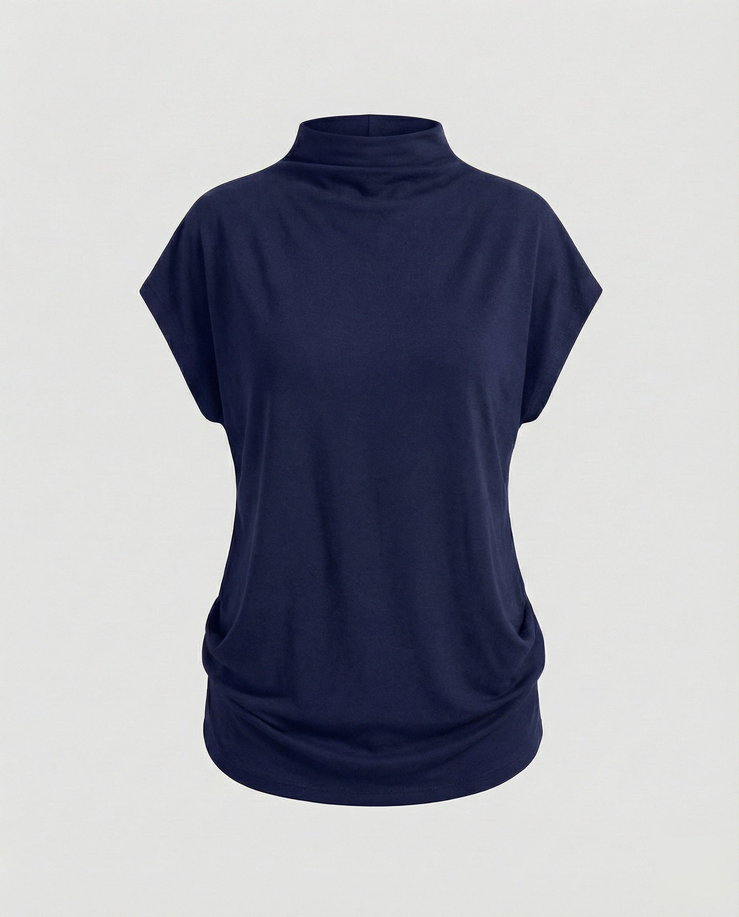 Damen Rollkragen-Tunika Weit Baumwolle Beige