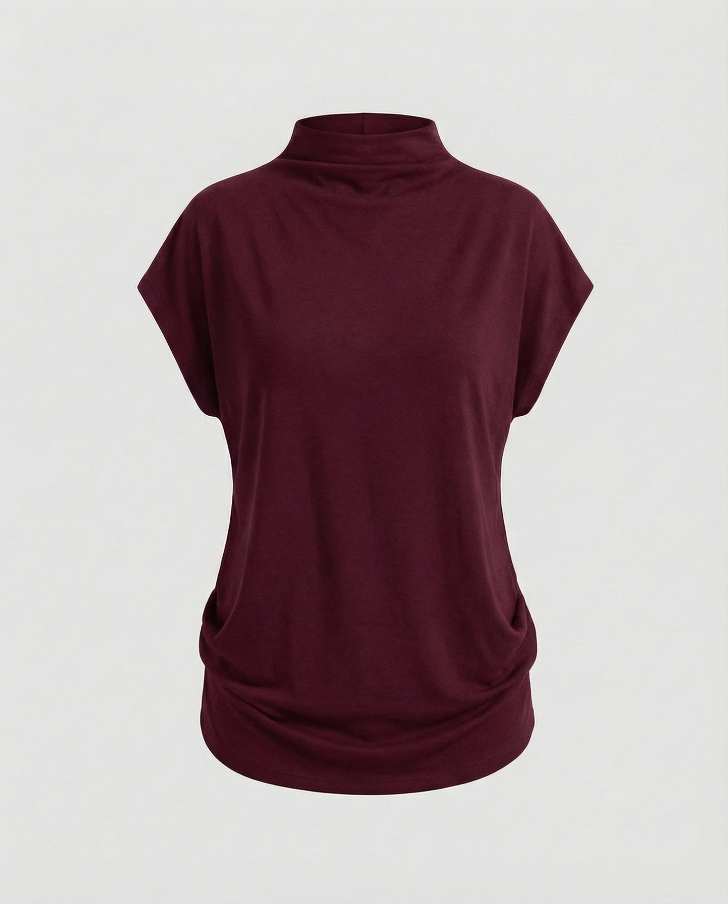 Damen Rollkragen-Tunika Weit Baumwolle Beige