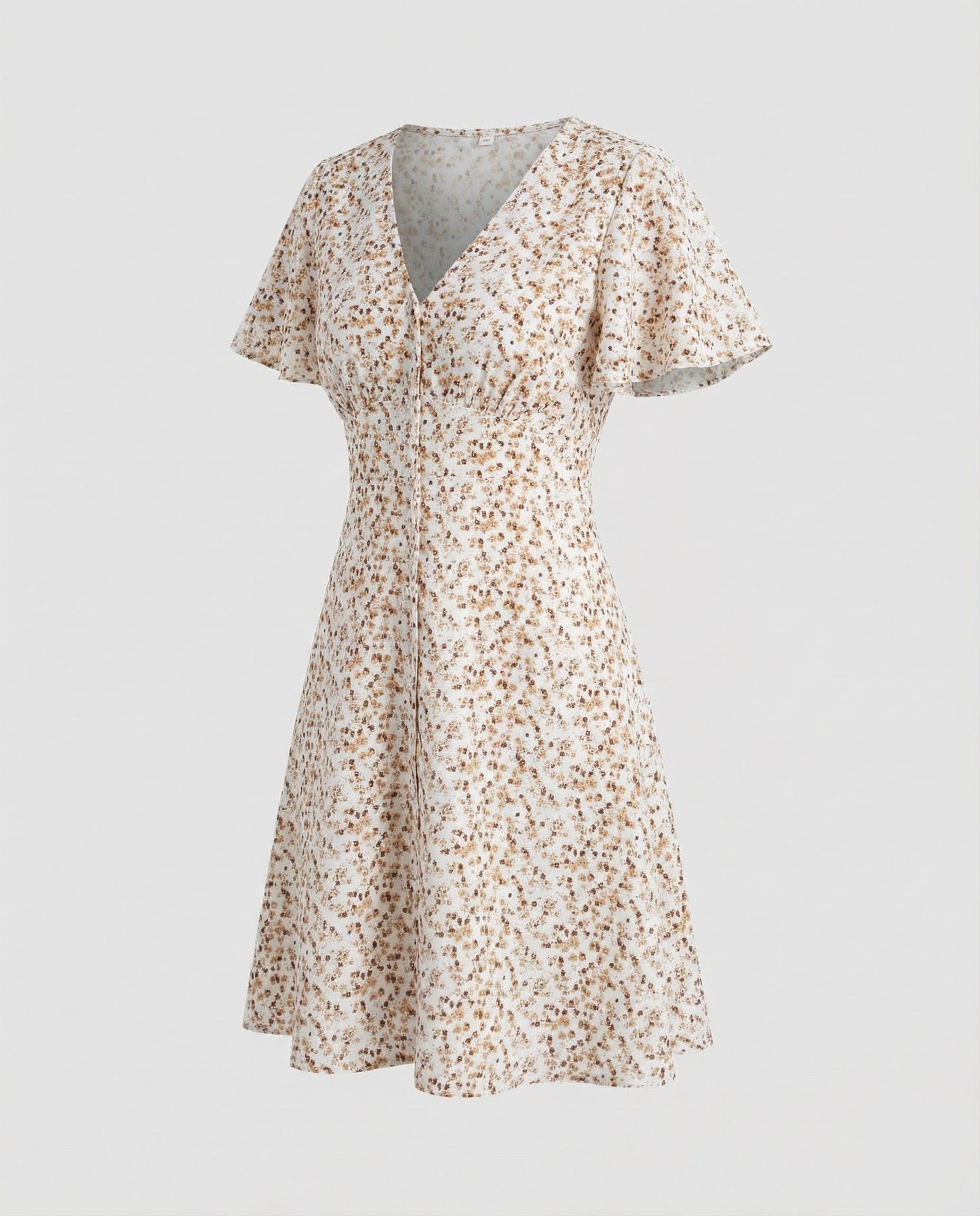 Damen Minikleid Wickelkleid Flatterärmel