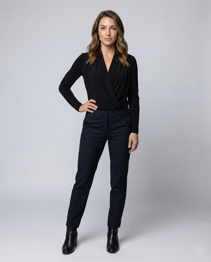 Damen Wickelbluse Wasserfalldrapierung Baumwolle