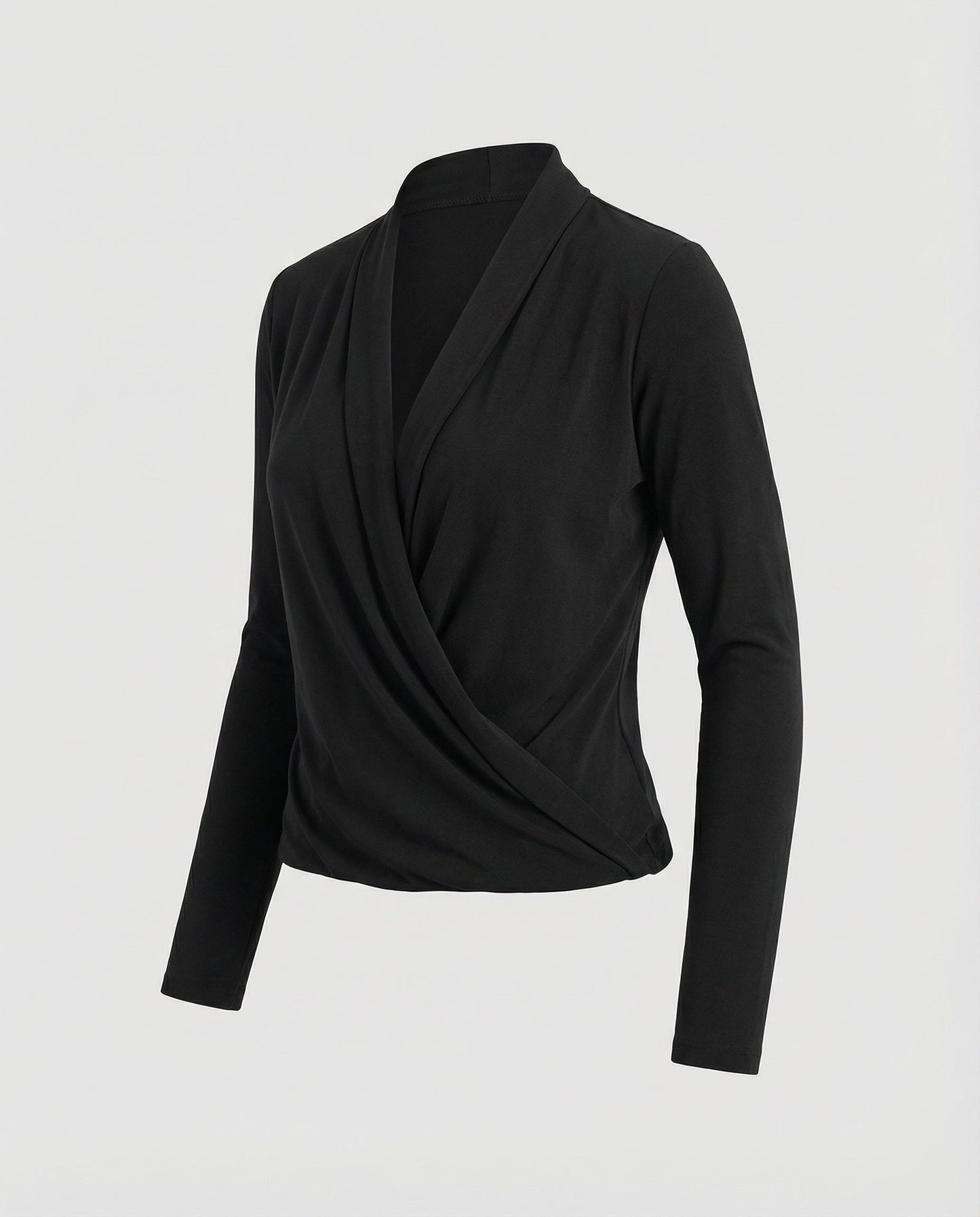 Damen Wickelbluse Wasserfalldrapierung Baumwolle