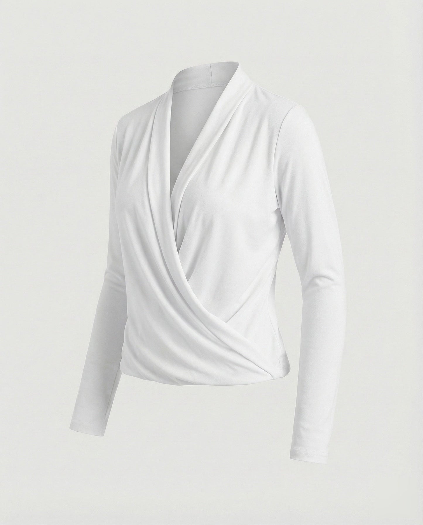 Damen Wickelbluse Wasserfalldrapierung Baumwolle
