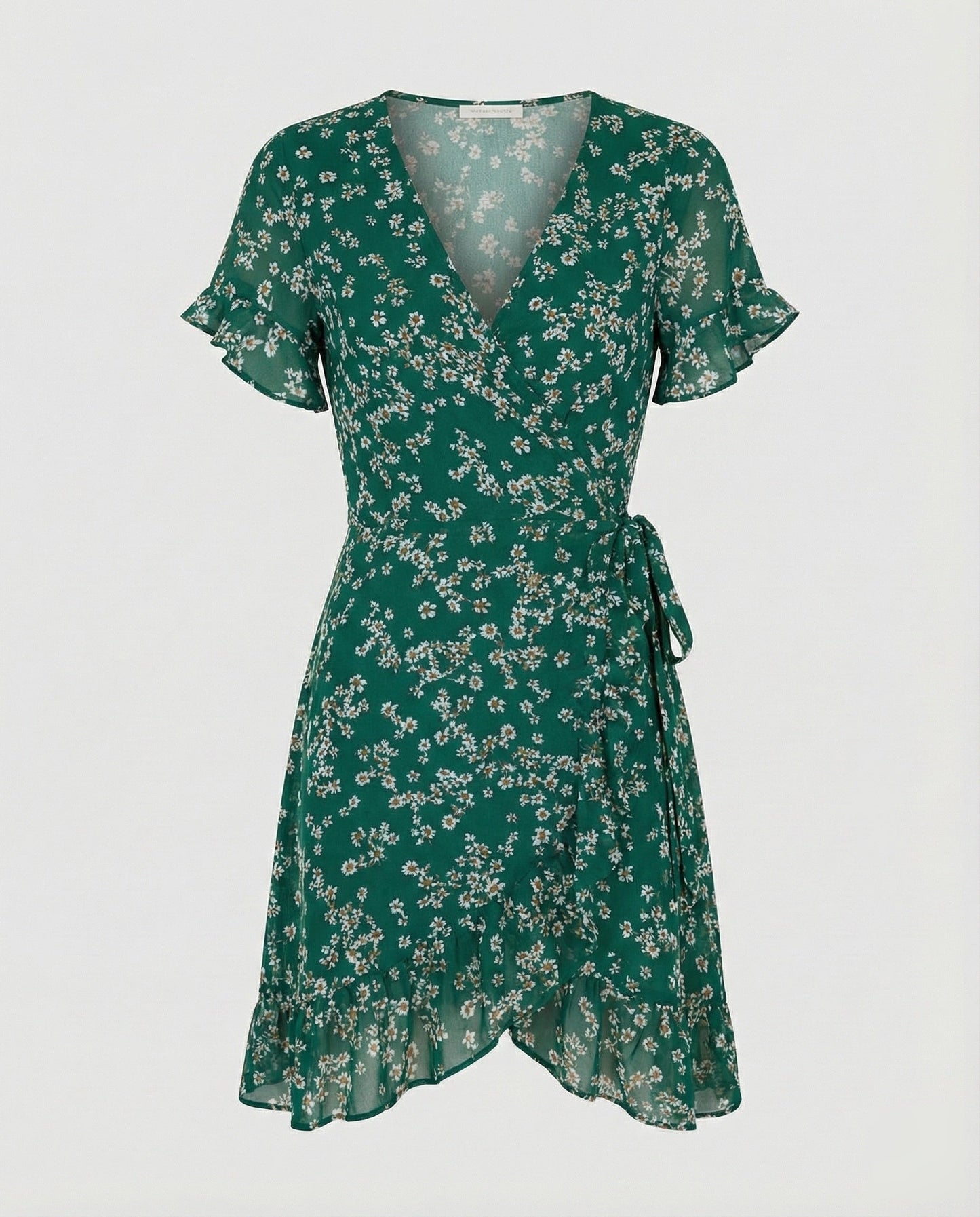 Damen Wickelkleid Asymmetrischer Rüschensaum