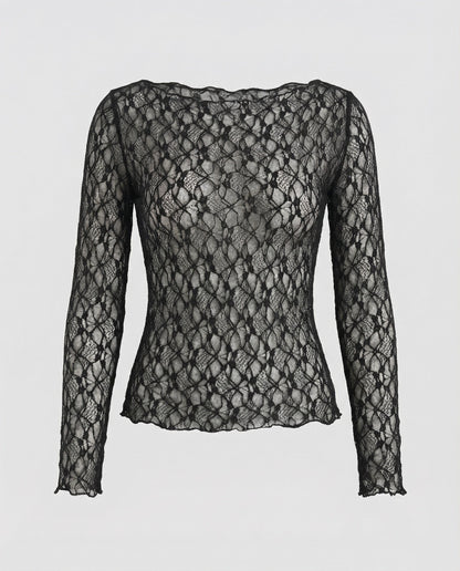 Damen Langarmbluse Zarte Spitze - Eveloria