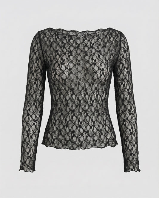 Damen Langarmbluse Zarte Spitze - Eveloria