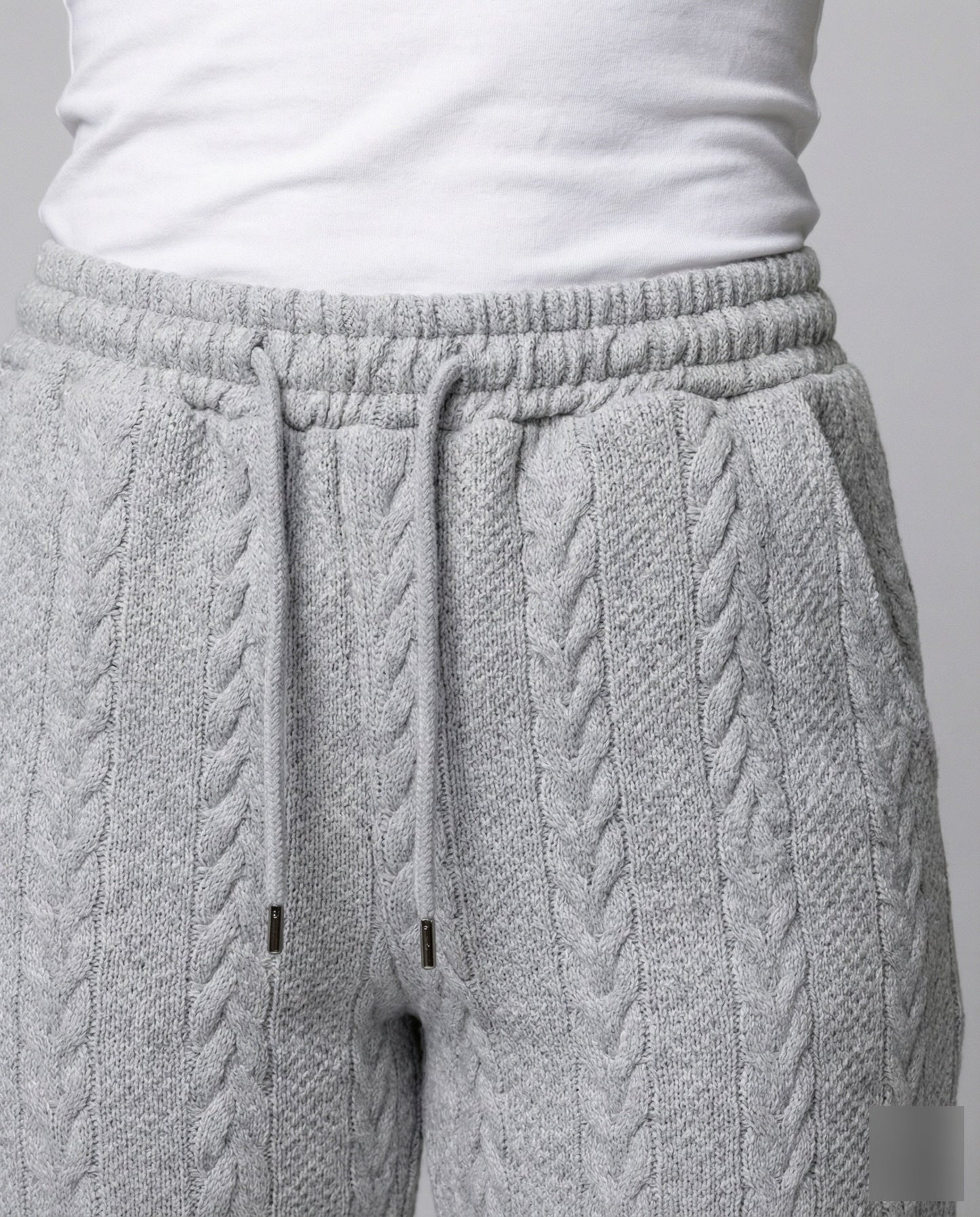 Damen Zopfstrick Loungehose mit Tunnelzug