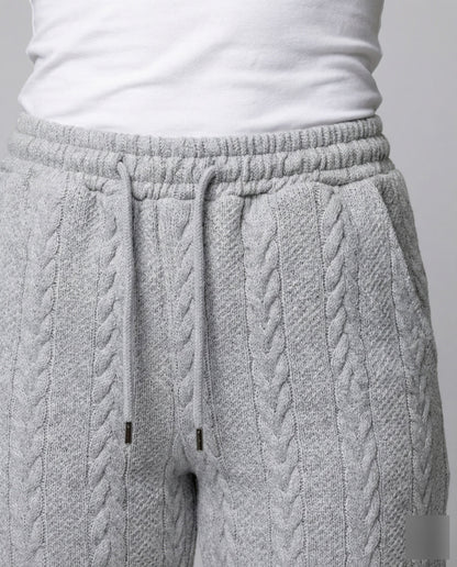 Damen Zopfstrick Loungehose mit Tunnelzug