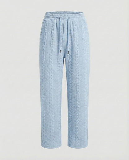 Damen Zopfstrick Loungehose mit Tunnelzug