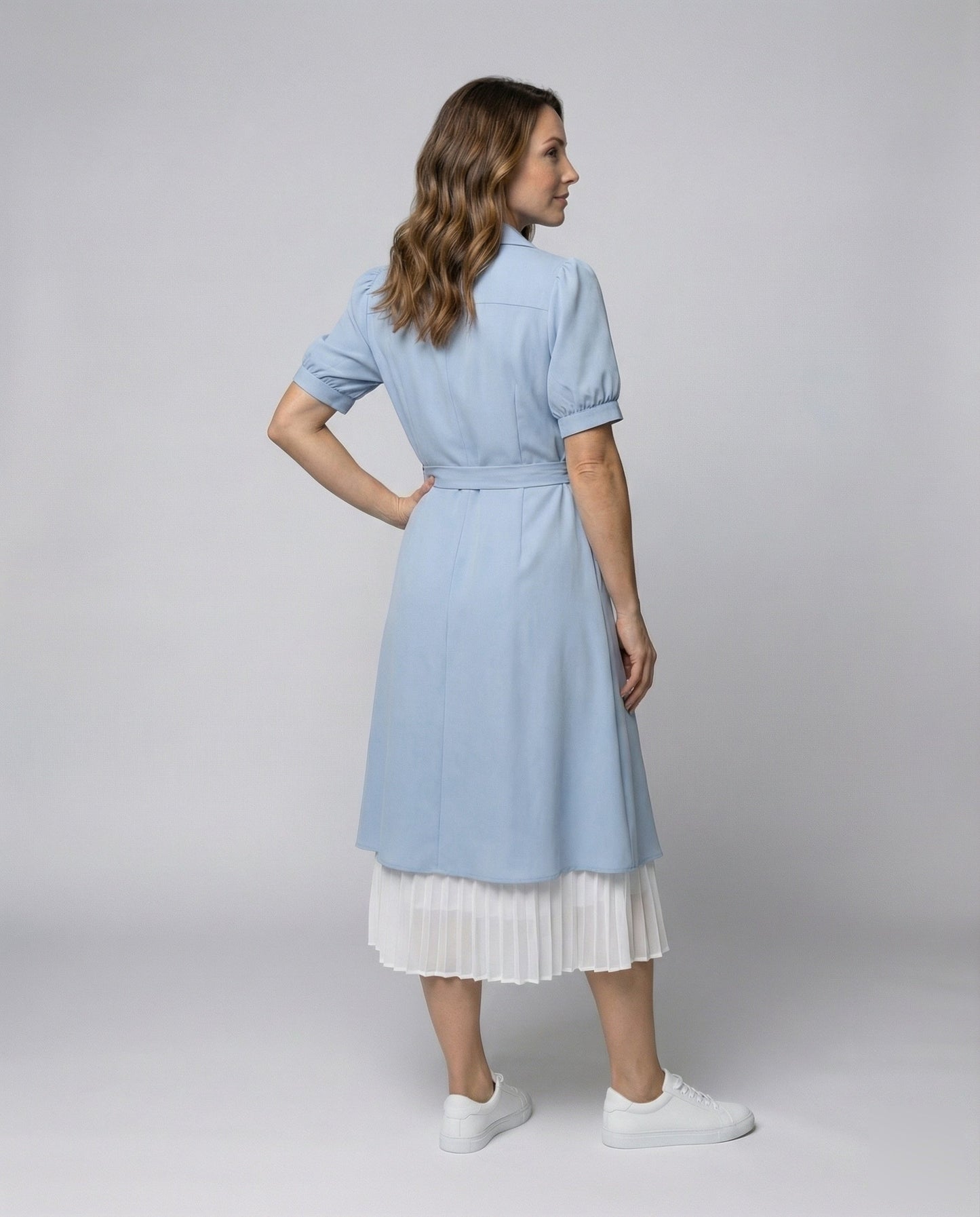 Damen Hemdkleid 2-lagig Plissierter Unterrock