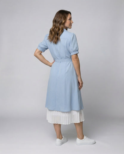 Damen Hemdkleid 2-lagig Plissierter Unterrock