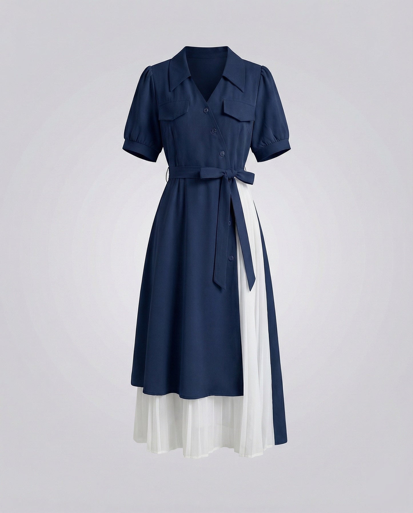 Damen Hemdkleid 2-lagig Plissierter Unterrock