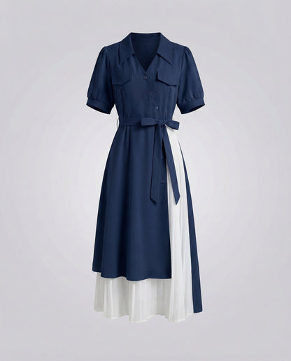 Damen Hemdkleid 2-lagig Plissierter Unterrock