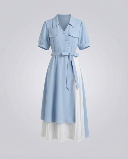 Damen Hemdkleid 2-lagig Plissierter Unterrock - Eveloria