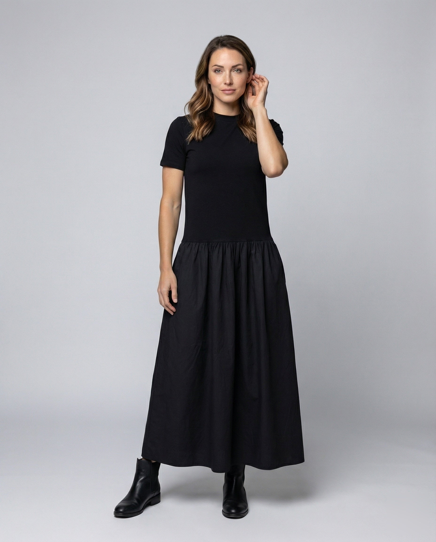 Damen Maxikleid 2-teilig Baumwolle Weiß - Eveloria