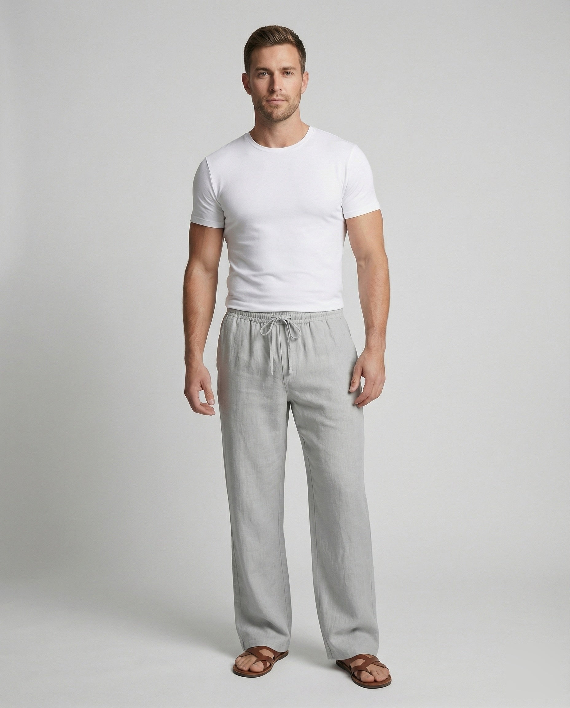 Herren Leinenhose Loungehose Leinen Beige - Eveloria
