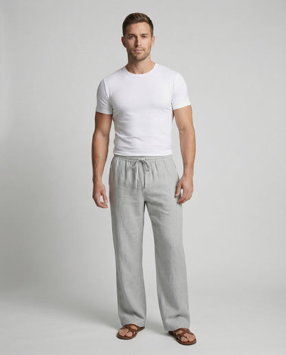 Herren Leinenhose Loungehose Leinen Beige - Eveloria
