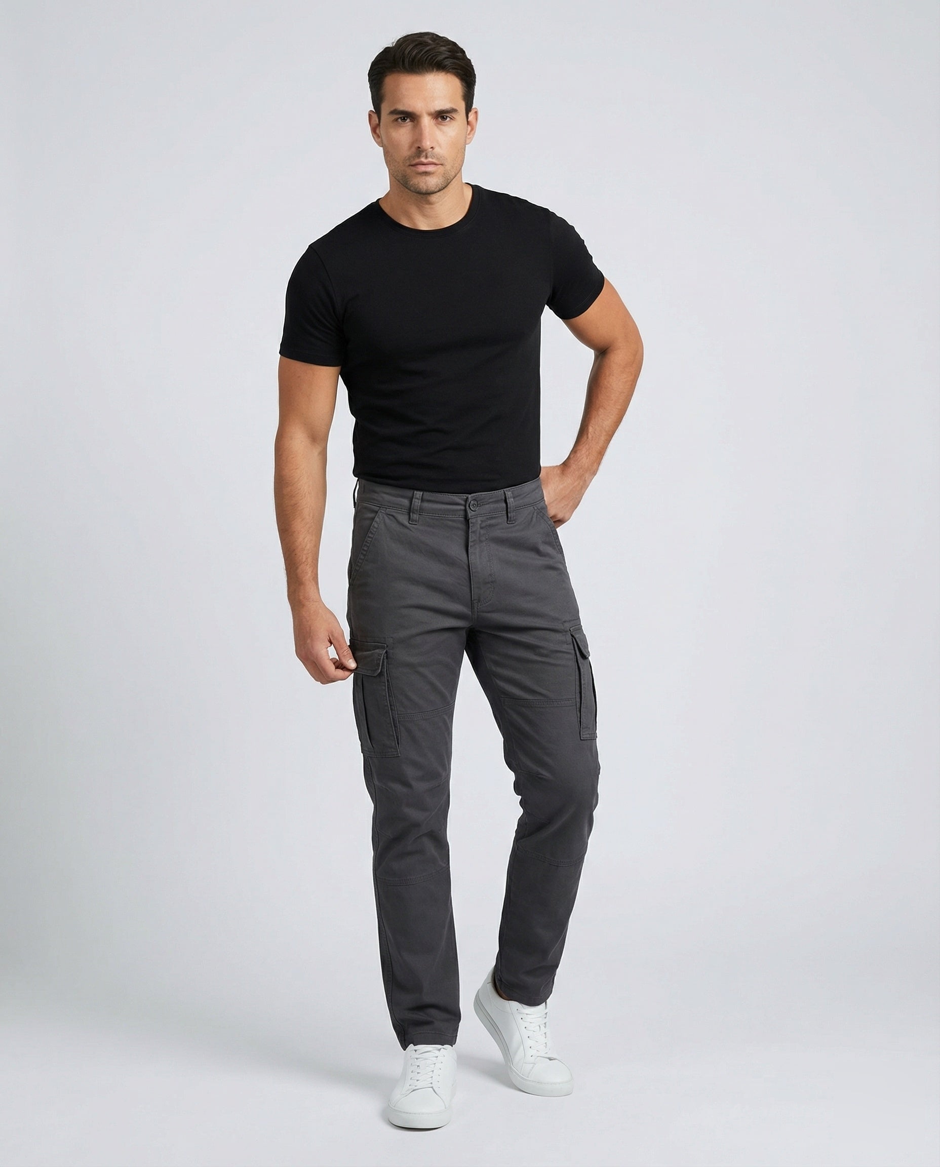 Herren Thermohose Cargo Arbeitshose Gefüttert Schwarz - Eveloria