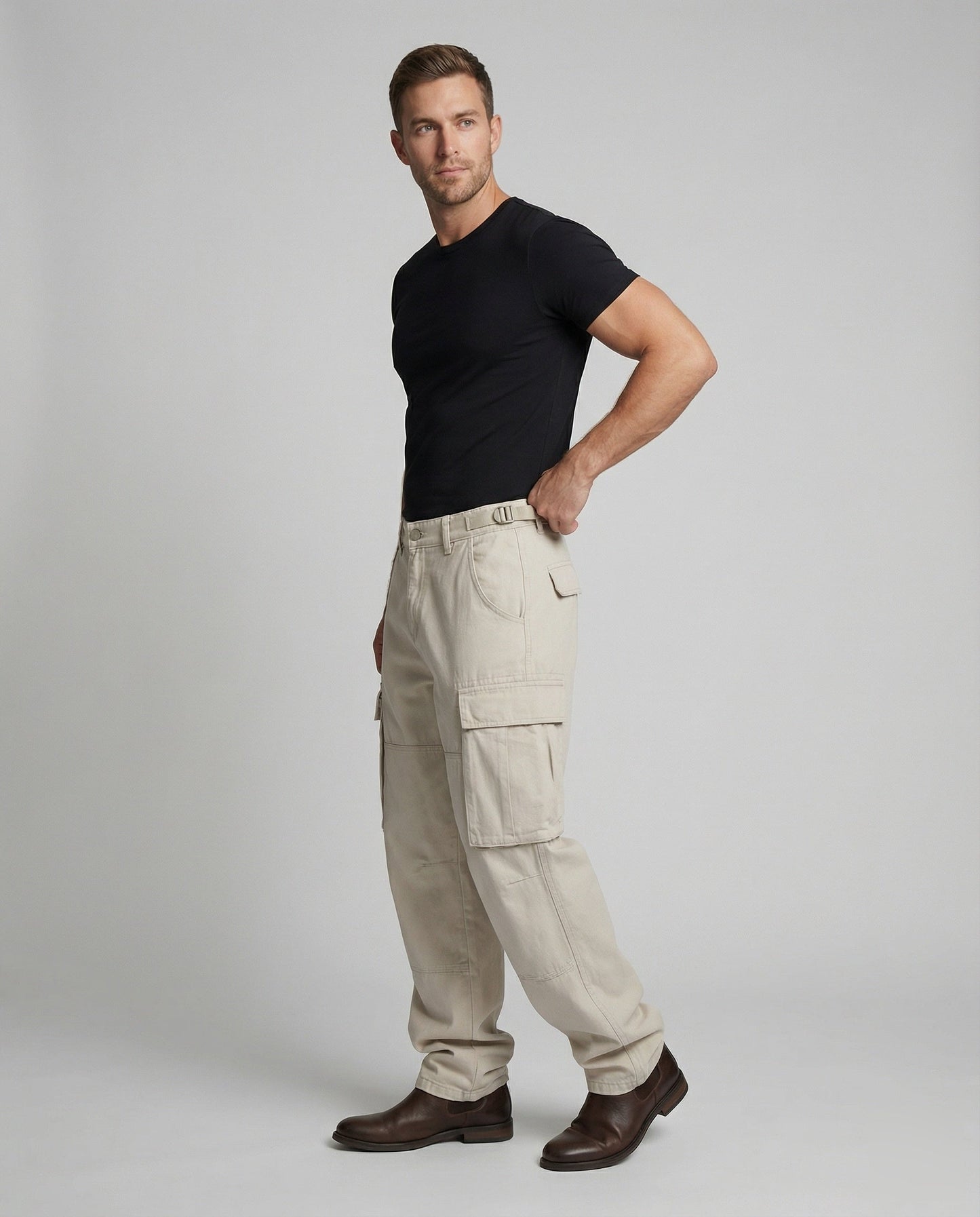 Herren Cargo-Bundfaltenhose Weit - Eveloria