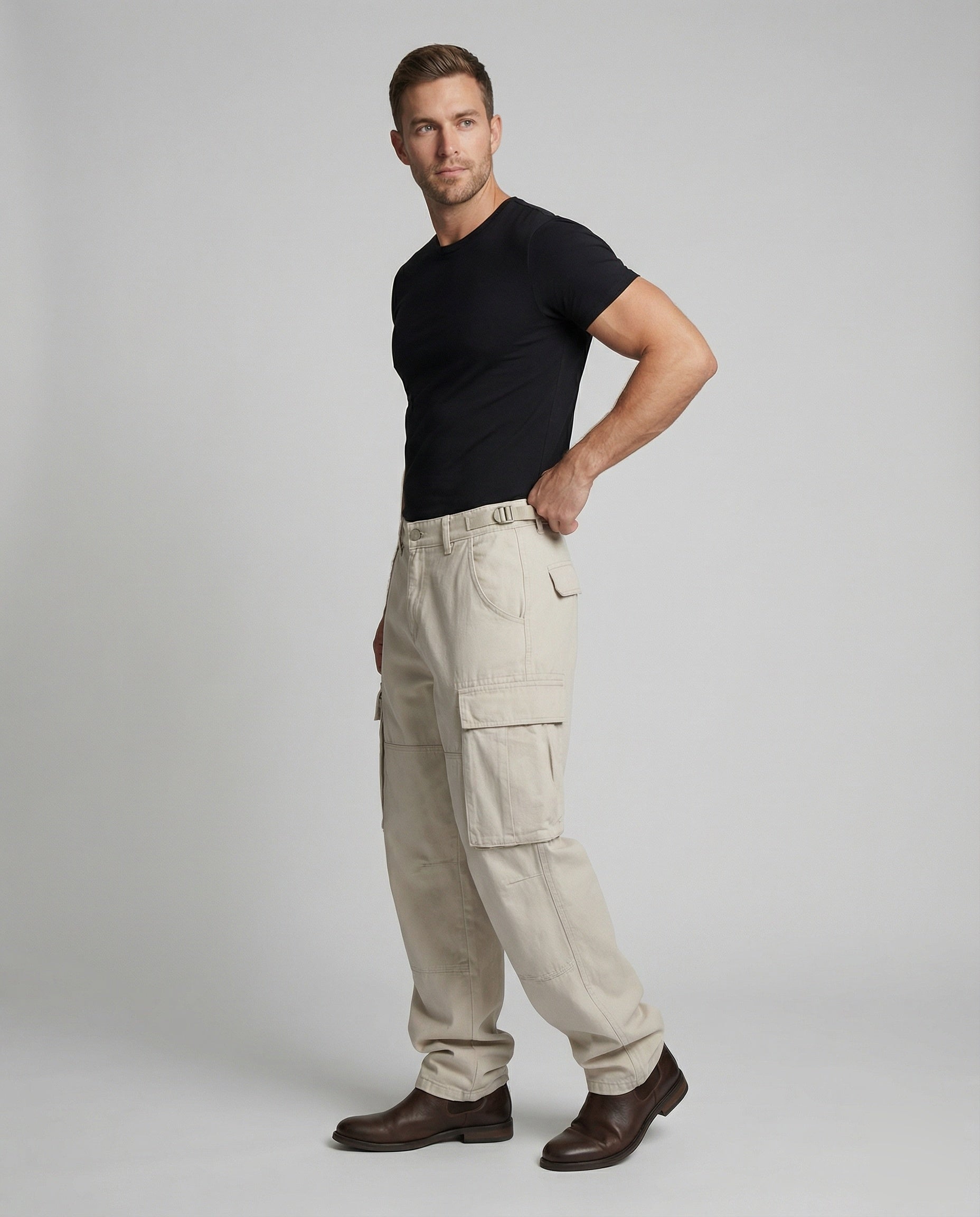 Herren Cargo-Bundfaltenhose Weit - Eveloria