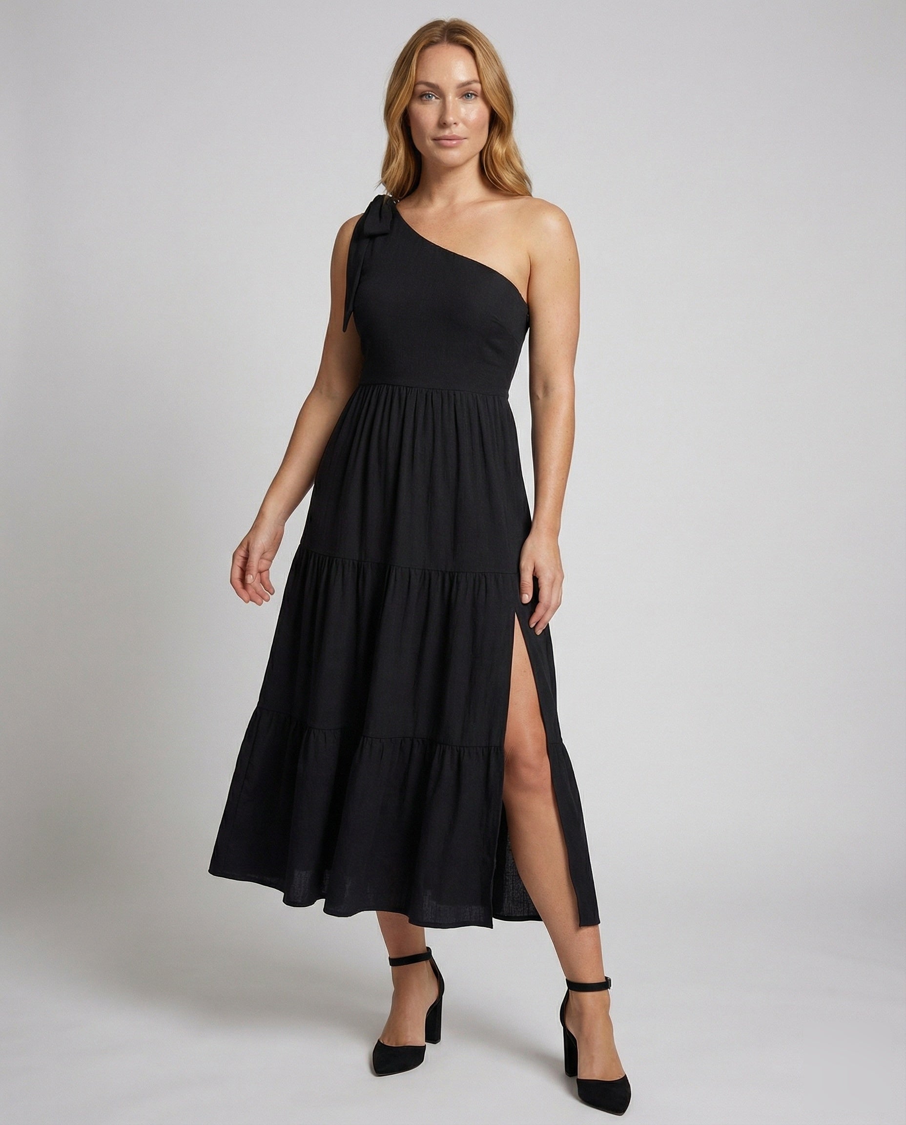 Damen Maxikleid Asymmetrisch Smoko Oberteil - Eveloria