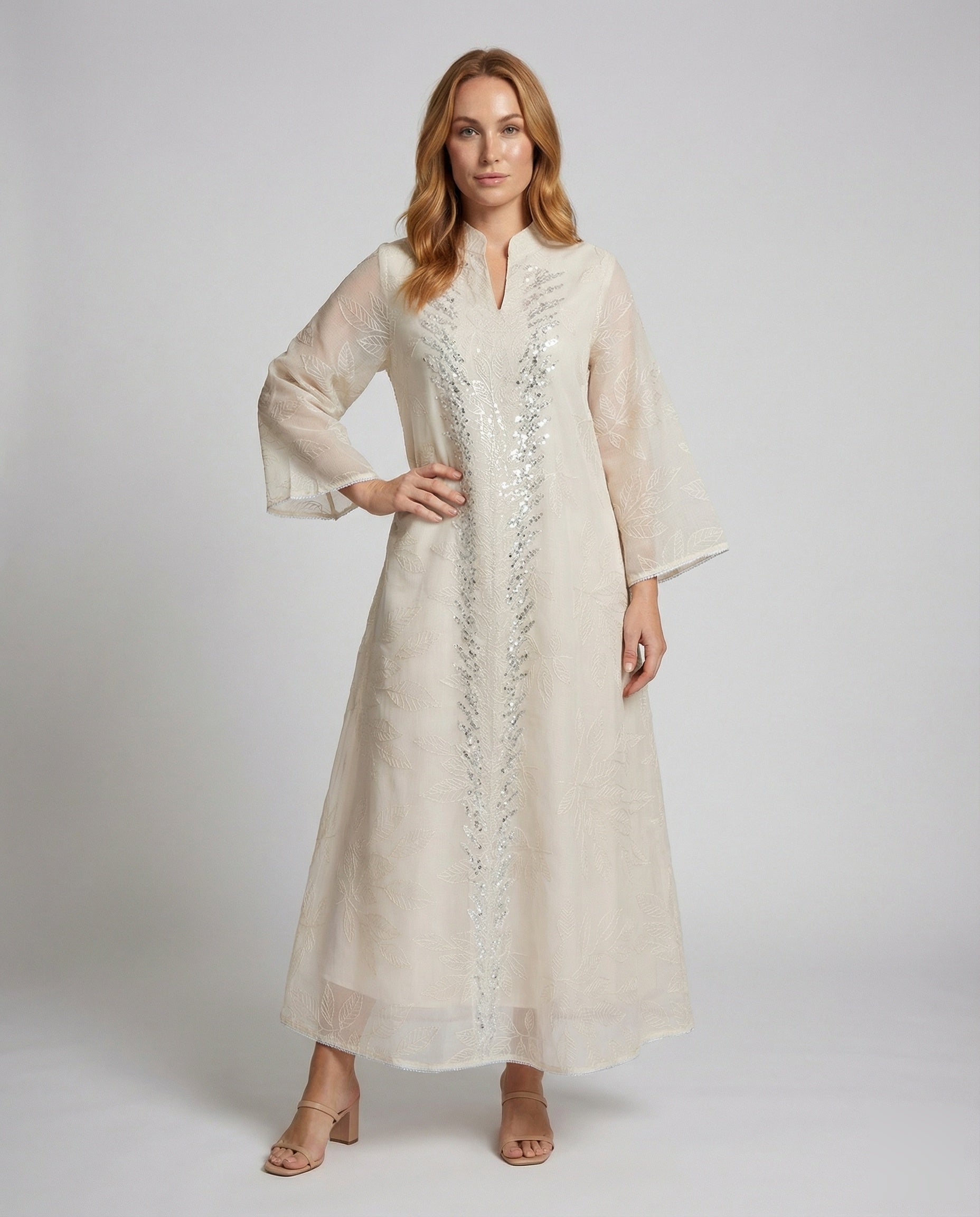 Damen Besticktes Maxikleid Kaftan-Design - Eveloria