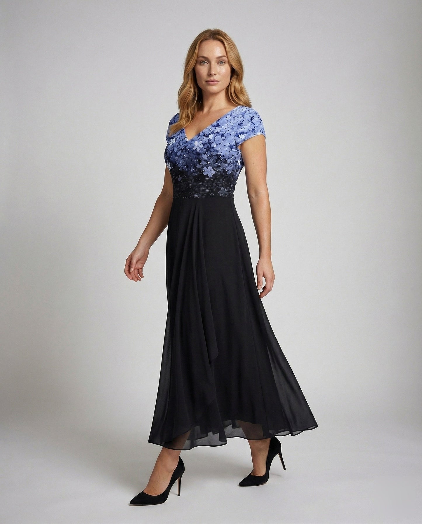 Damen V-Ausschnitt Abendkleid Bestickt - Eveloria