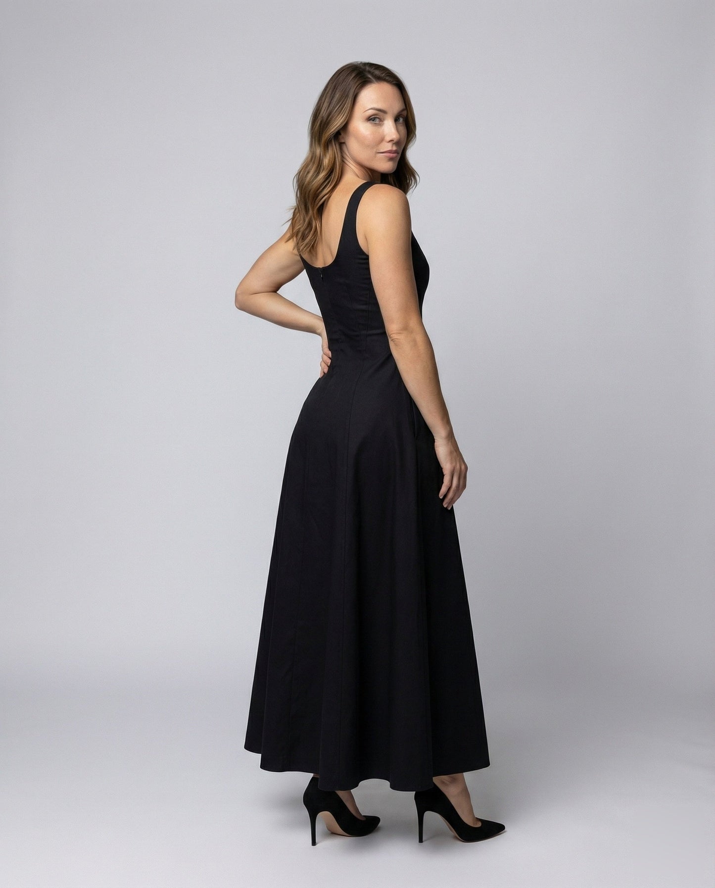 Damen Abendkleid A-Linie Bodenlang Schwarz - Eveloria