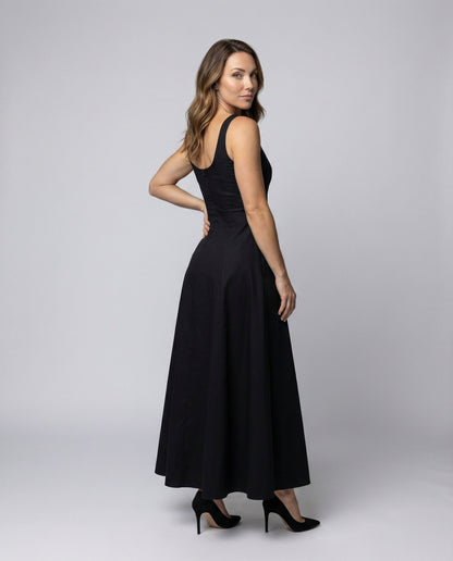 Damen Abendkleid A-Linie Bodenlang Schwarz - Eveloria