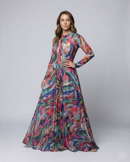 Damen Abendkleid Bodenlang Seide Schwarz - Eveloria