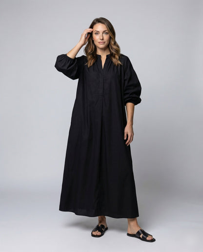 Damen Oversize Hemdkleid Bodenlang - Eveloria