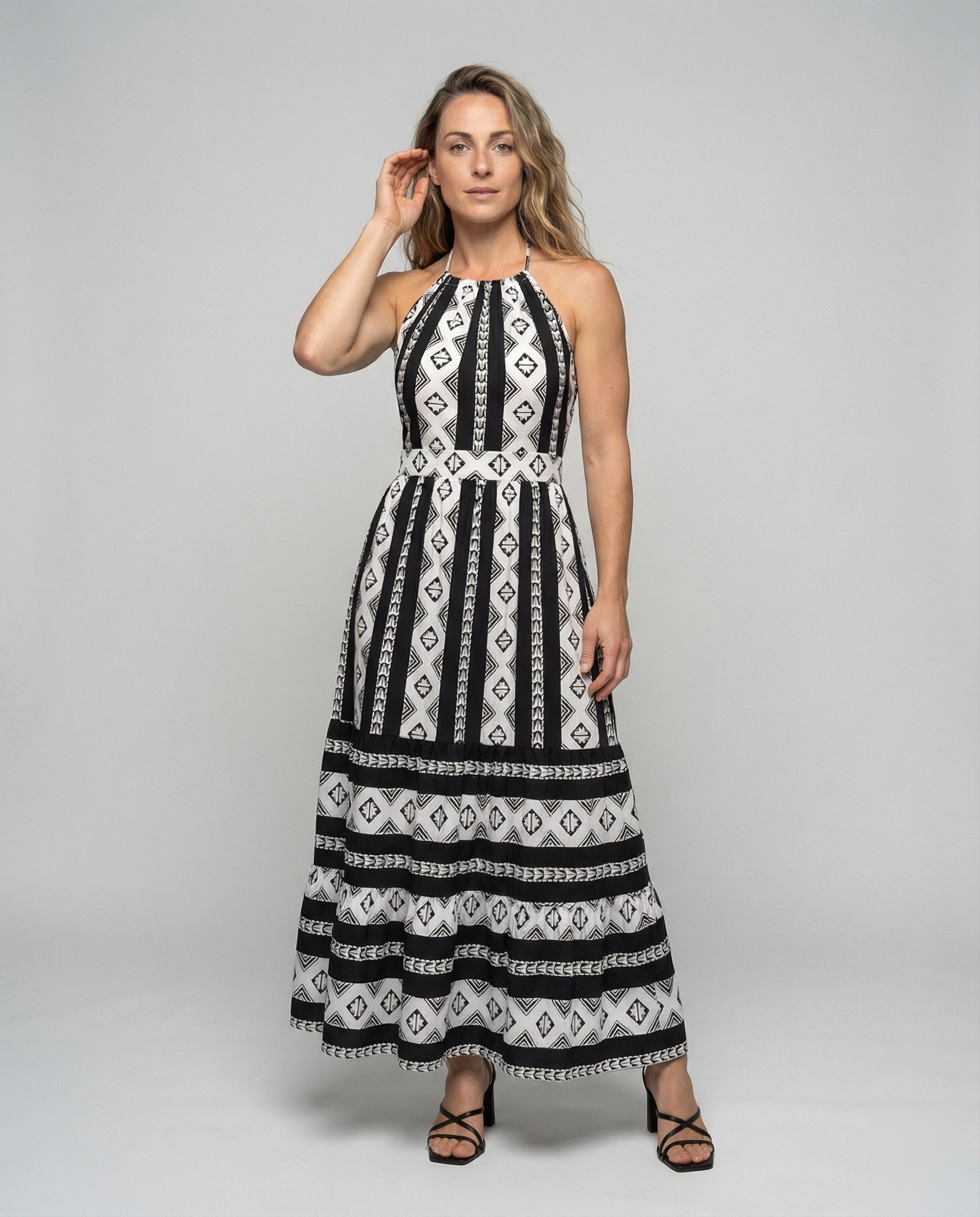 Damen Maxikleid Boho-Stil Halterneck - Eveloria