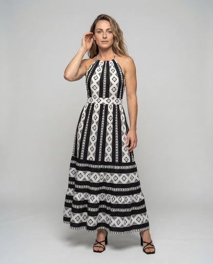Damen Maxikleid Boho-Stil Halterneck - Eveloria