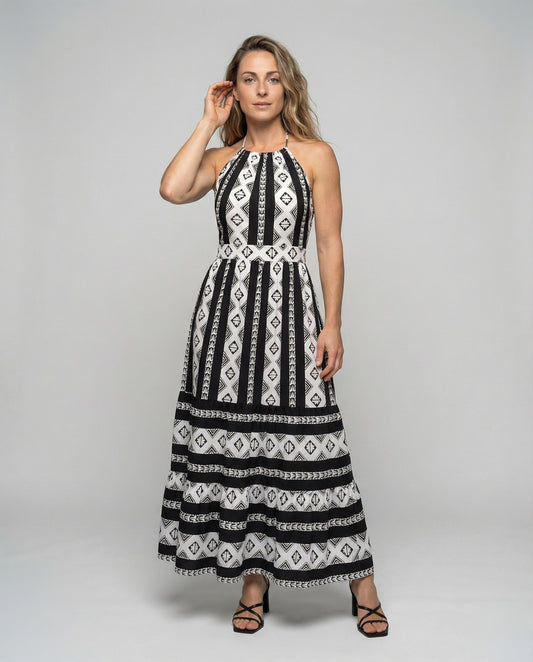 Damen Maxikleid Boho-Stil Halterneck - Eveloria