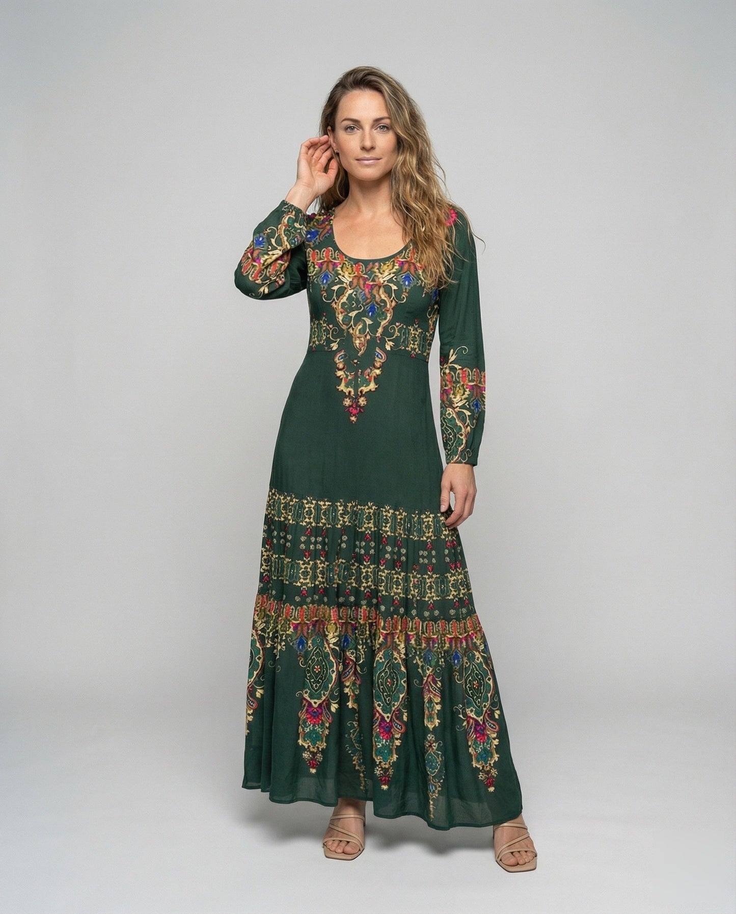 Damen Maxikleid Boho-Stil Ornamentaler Print - Eveloria