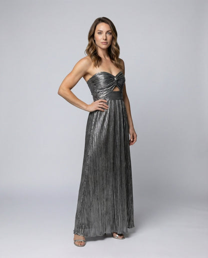 Damen Maxikleid Plissee-Bustier - Eveloria