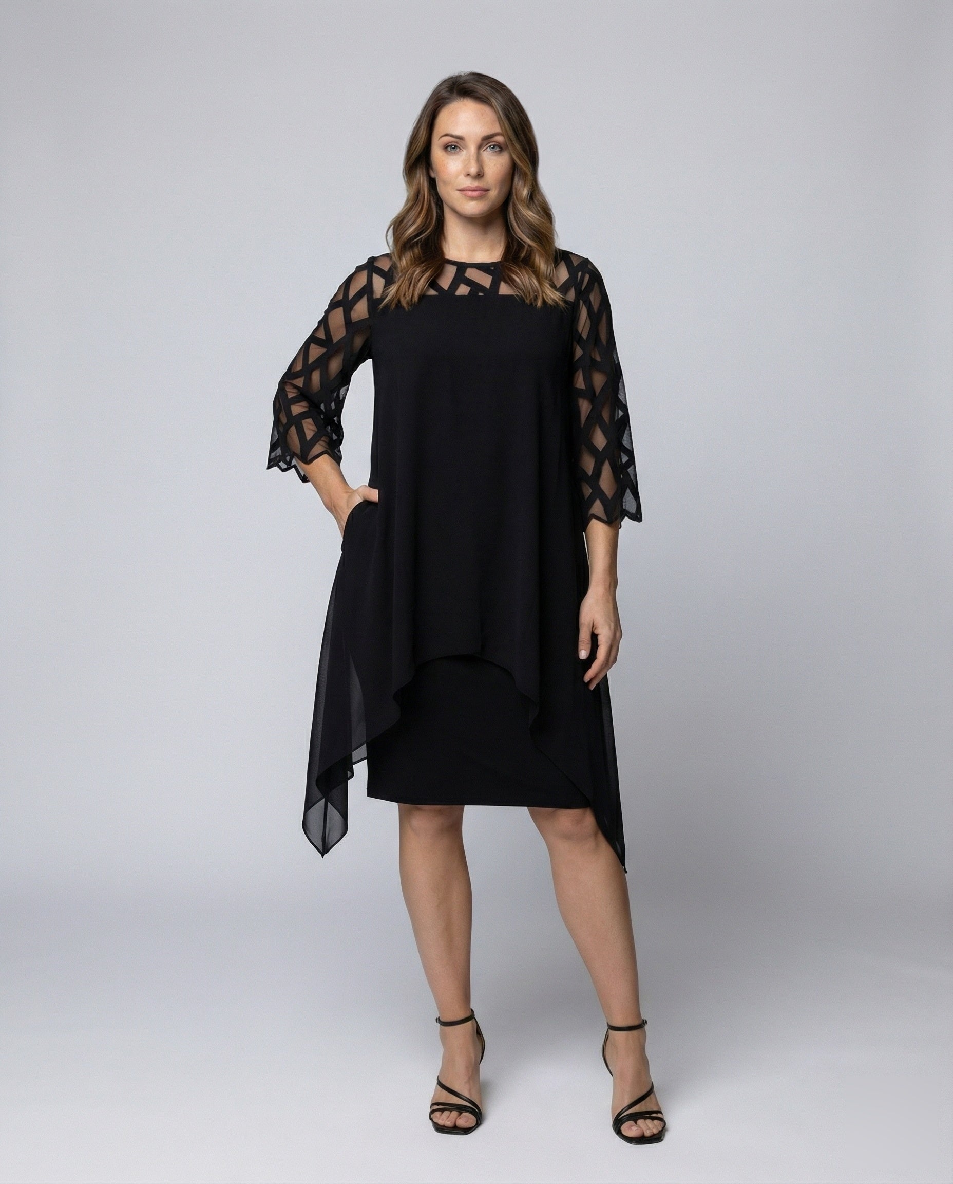 Damen Chiffon Überwurfkleid Geometrisches Muster - Eveloria