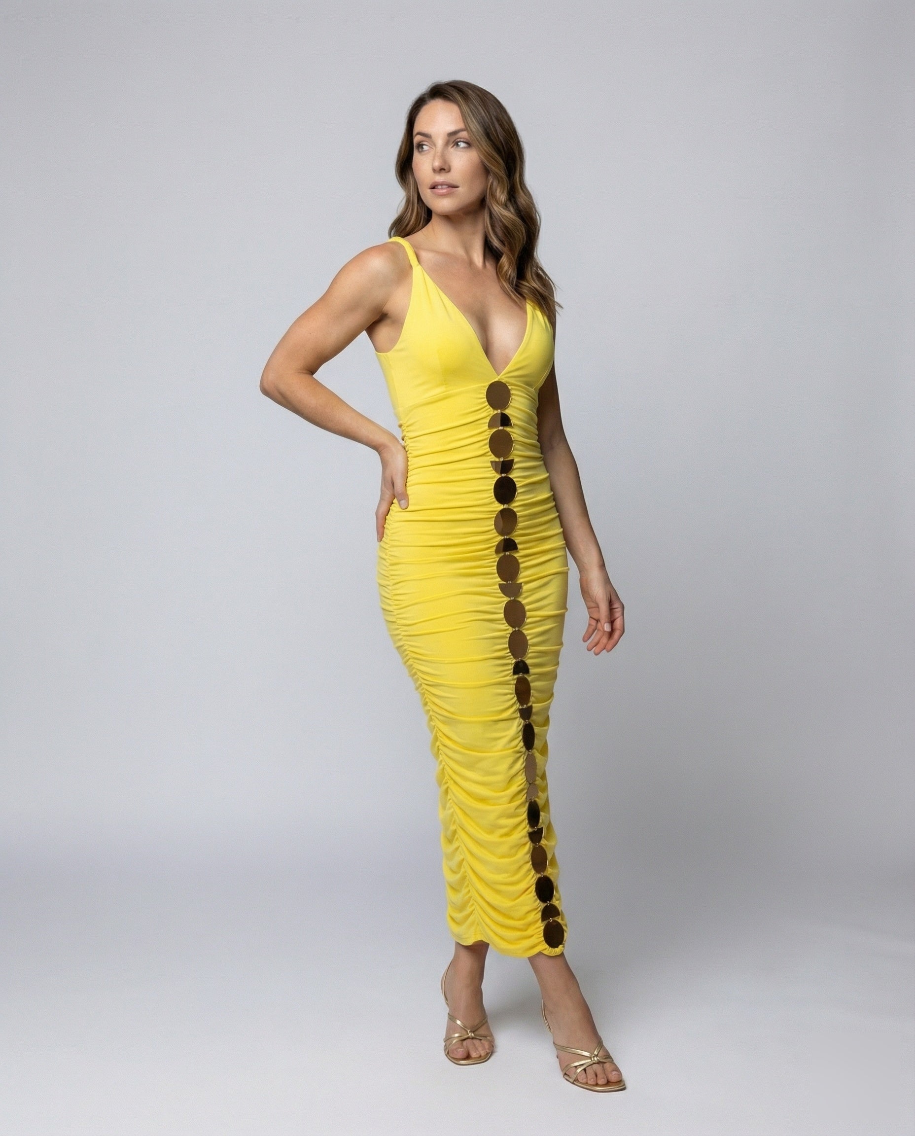 Damen Maxikleid Eng Anliegend Kreis-Details - Eveloria