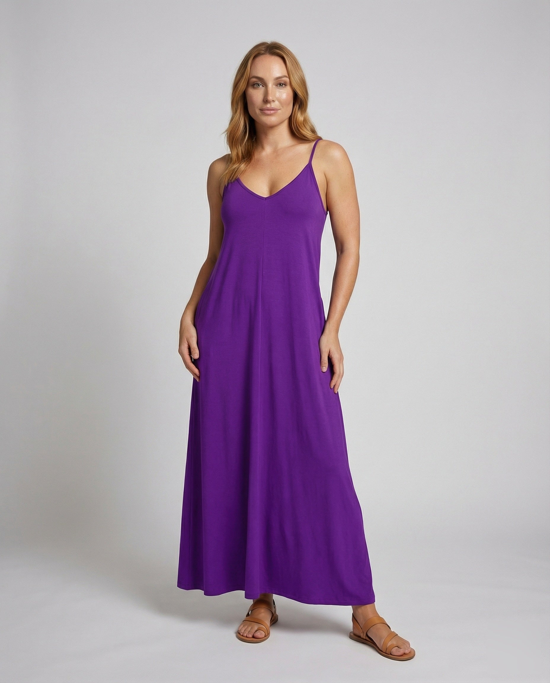 Damen Maxi-Kleid A-Linie Jersey Schwarz - Eveloria