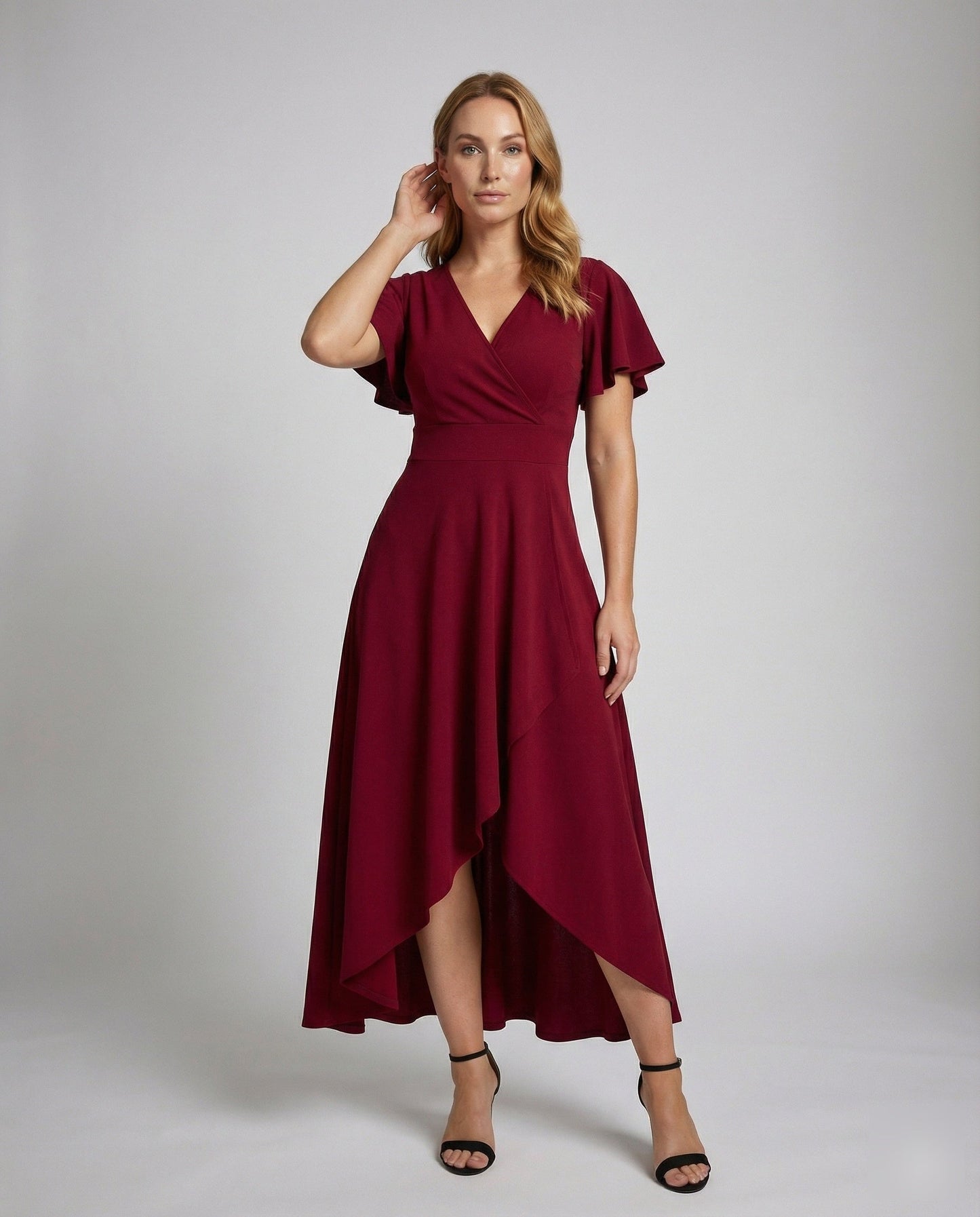 Damen Festkleid Mit Flügelärmeln - Eveloria