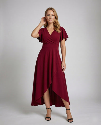 Damen Festkleid Mit Flügelärmeln - Eveloria
