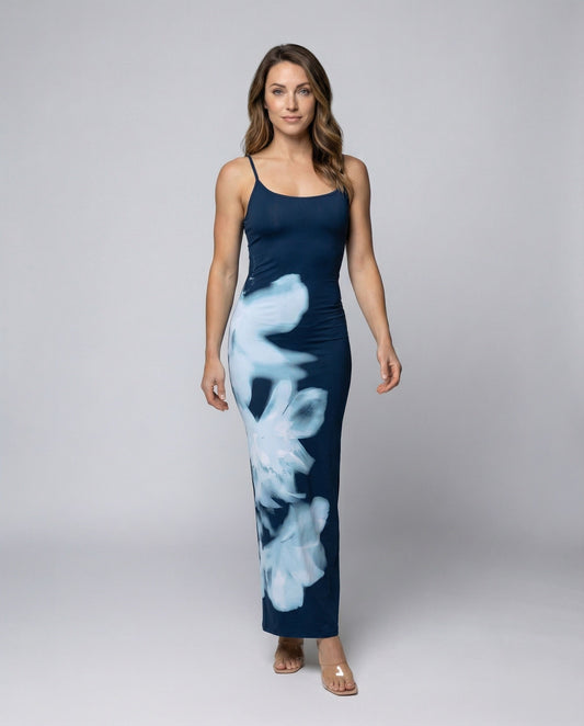 Damen Maxikleid Abstrakt Rauchprint - Eveloria