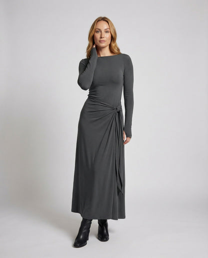 Damen Maxikleid Figurbetont mit Knotendetail - Eveloria
