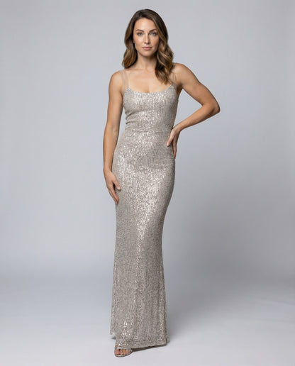 Damen Slipkleid Schimmernd Trompetensaum - Eveloria